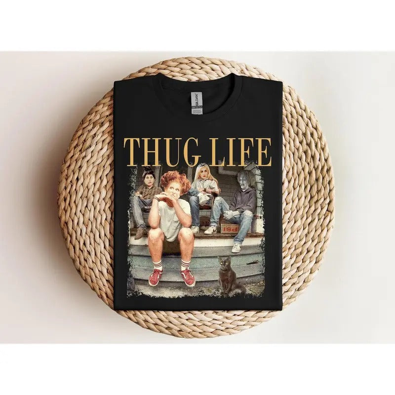 Thug Life Bad Witches T-Shirt, Retro Witches Movie Shirt, Funny Halloween Tee, Spooky Season Top, Vintage Witch Graphic Shirt, Halloween Tee Classic Cotton