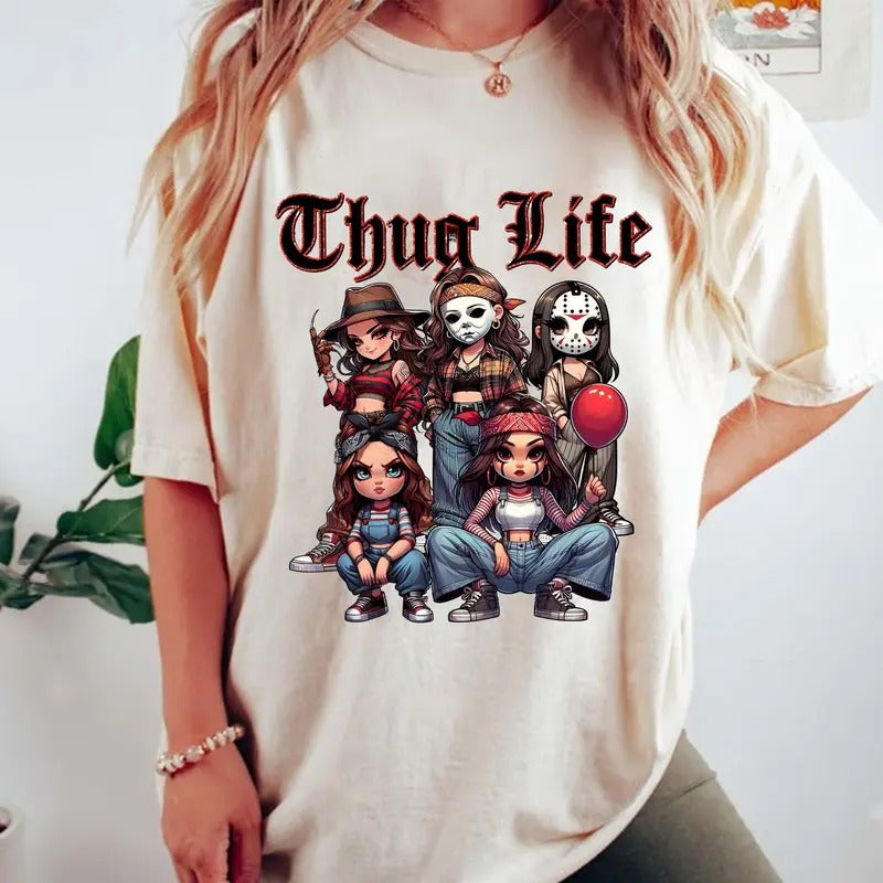 Thug Life Ch1cano Horror Movie Girl Shirt, Scary Halloween Movie Tee, Series Halloween Shirt, Unisex Short Sleeve Tee Shirt, Casual Clothing
