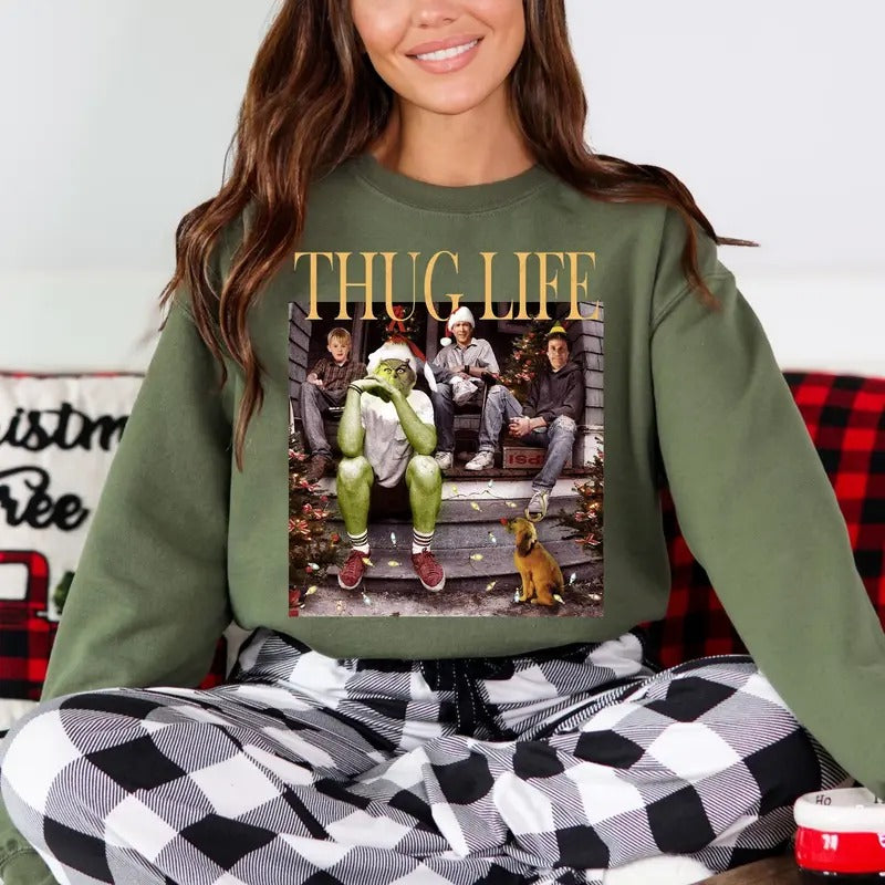 Thug Life Christmas Shirt, Christmas sweatshirt, Christmas movie sweater, Xmas Cotton Crewneck