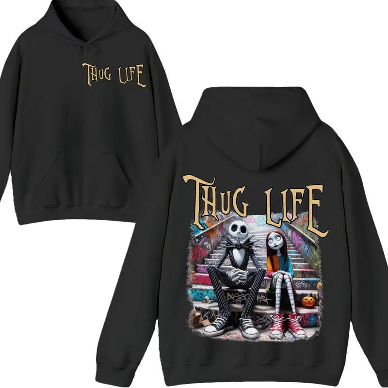 Thug Life Halloween Nightmare Horror Spooky Season Unisex Crewneck Sweatshirt - Tee Hoodie | InkThreadWorks.com