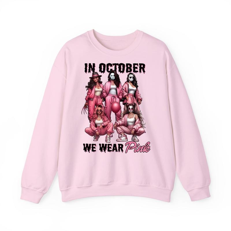 Thug Life Horror Movie Characters T-Shirt, In October We Wear Pink Horror Shirt, Halloween Girls Horror Shirt, Funny Halloween Shirt