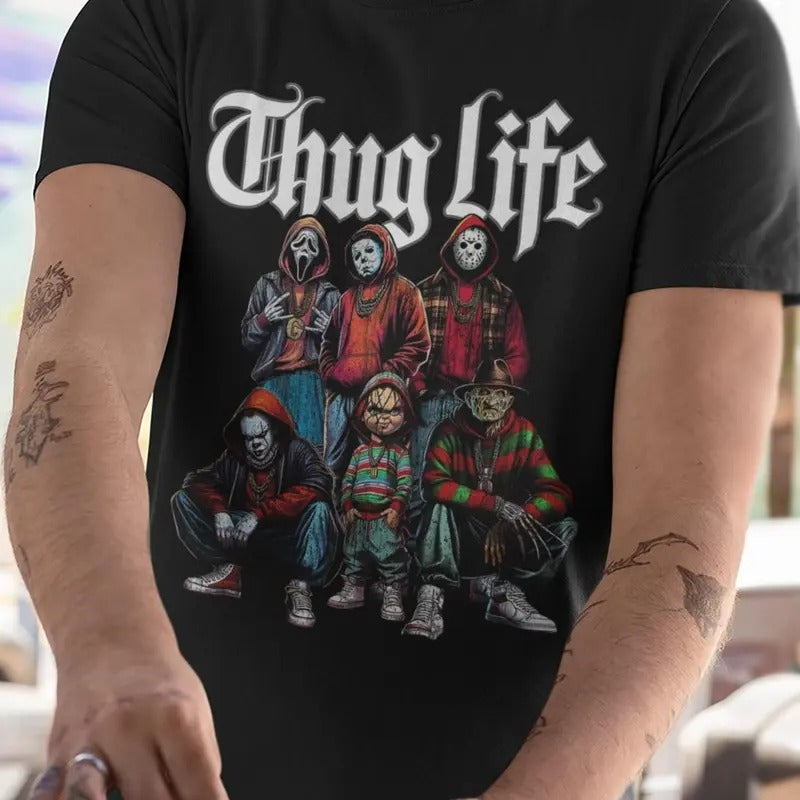 Thug Life Horror Shirt Cool T Shirt Hollywood T-Shirts T-Shirt Horror Characters Classic Monsters Merch Movie Nights