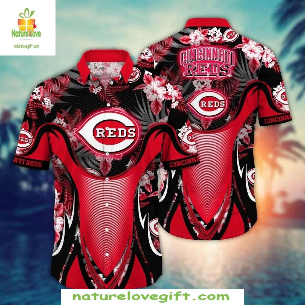 Cincinnati Reds Hawaiian Shirt Tidal Red Twist Stylish Baseball Apparel