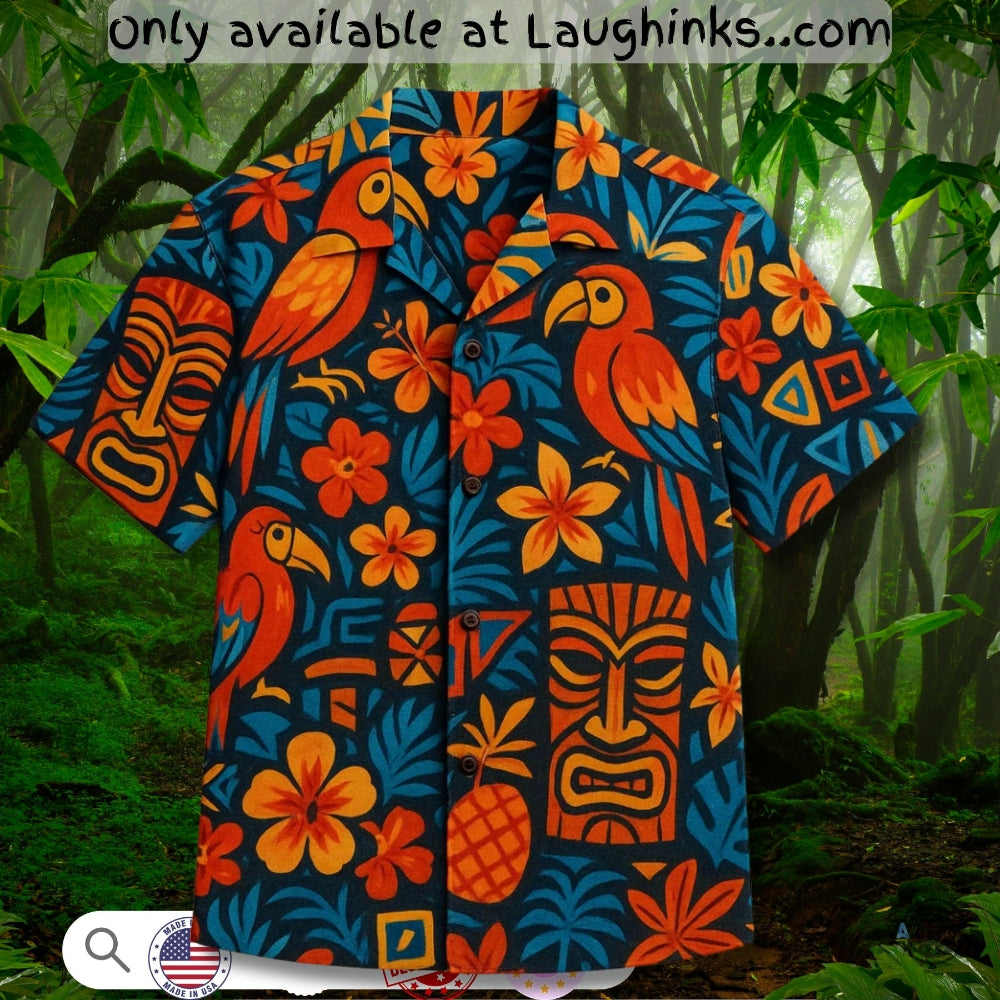 Tiki Mask Hawaiian Shirt Luau Beach Tikiland Day 2025
