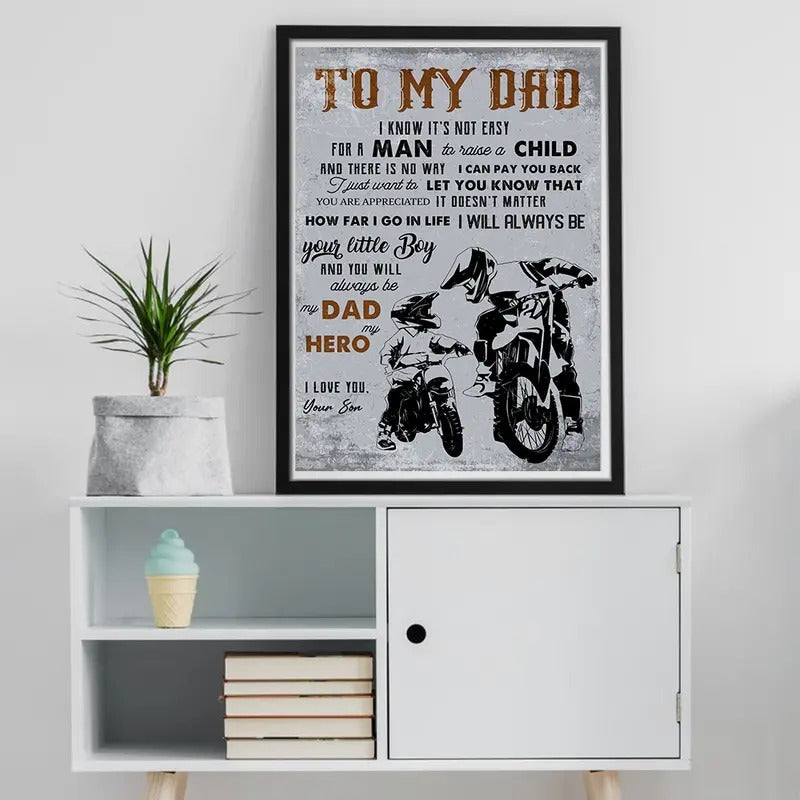 To My Dad From Mortocycle Sign Son Poster No Frame, Dad Gift Ideas, Happy Father's Day, Father's Day Canvas, Dad Gift From Son, Dad And Son