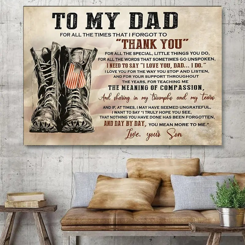 To My Dad Poster No Frame, Dad Home Decor, Military Dad Wall Art, Father's Day Gift Idea