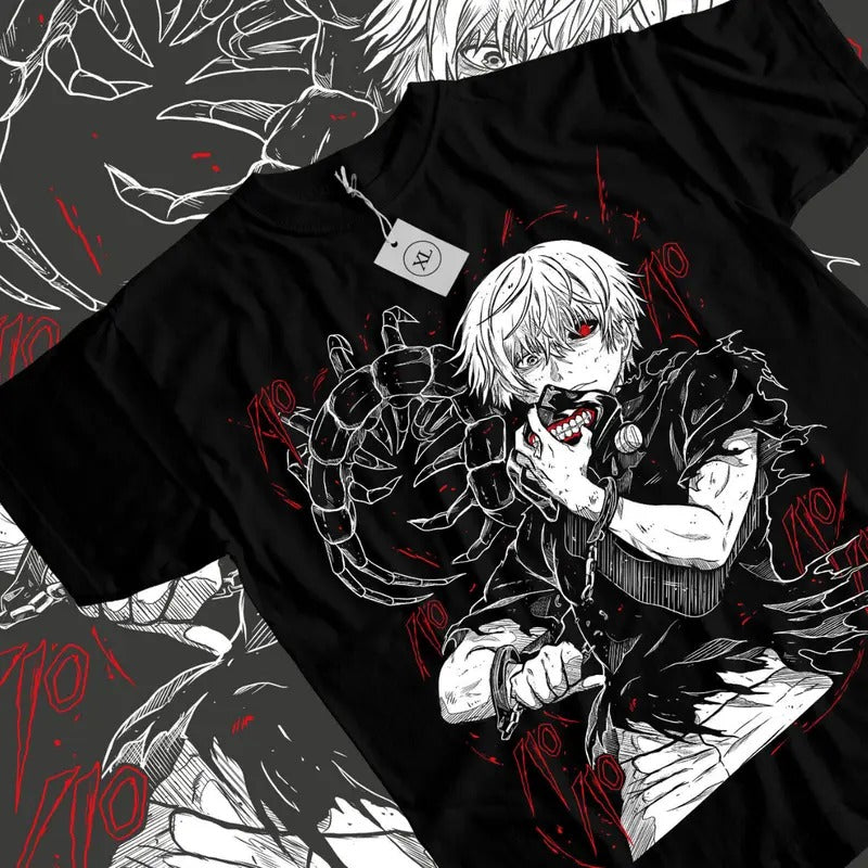 Tokyo Ghoul Anime T-Shirt & Sweatshirt, Ken Kaneki One-Eyed Ghoul Graphic Tee, Anime Manga Lover Gifts Ball Cotton