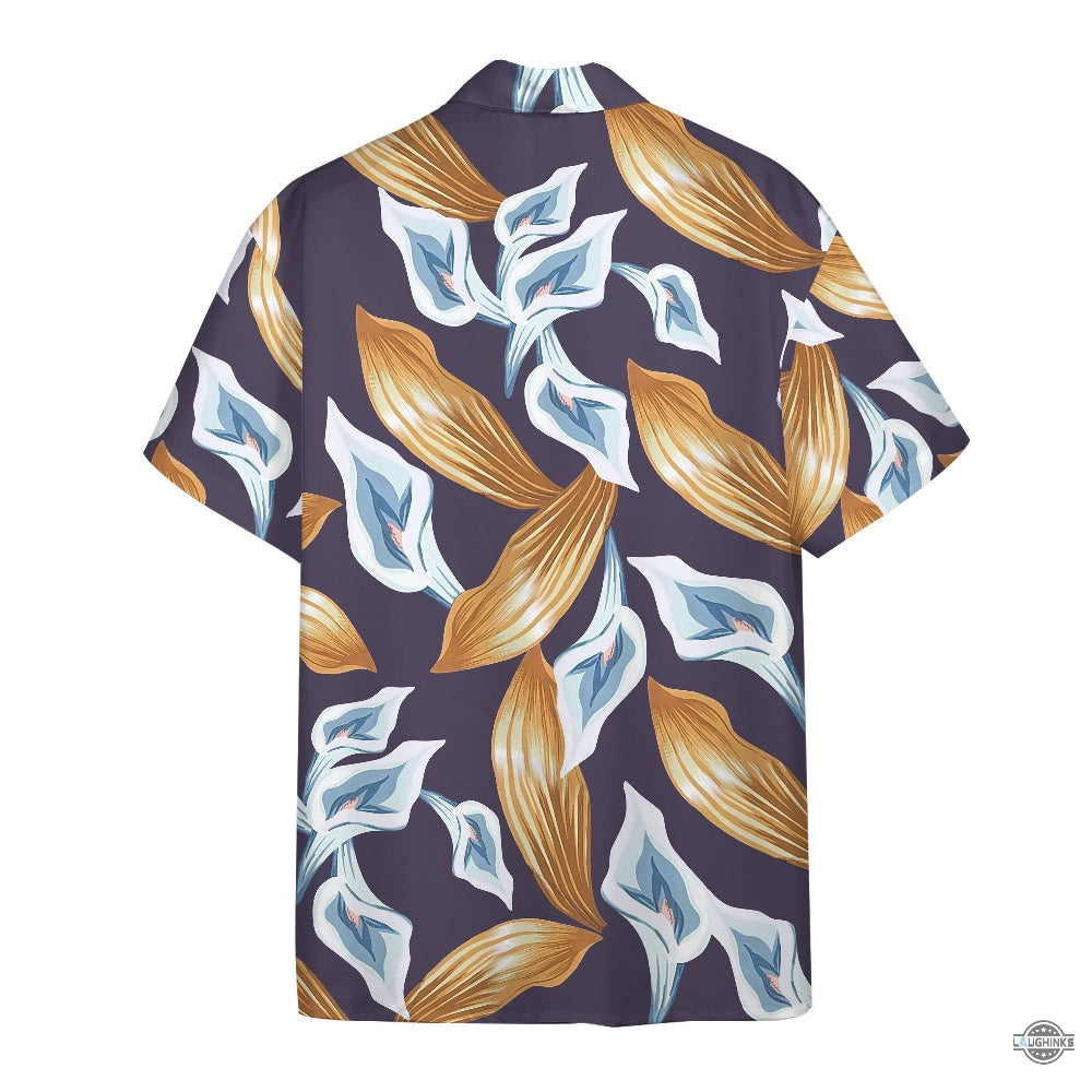 Tom Selleck Hawaiian Shirts For Sale 3D Printed Tom Selleck Magnum Pi Calla Lily Purple Aloha Beach Shirt And Shorts 80S Movie Cosplay Button Up Shirts