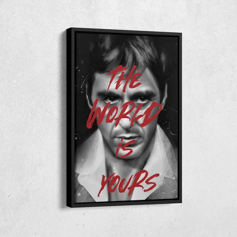 Tony Montana Poster The World Is Yours Wall Art Home Decor Hand Made Poster Canvas Print
