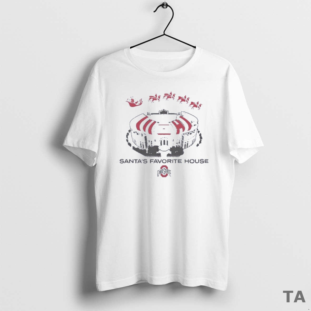 Top Ohio State Football Santas Favorite House Christmas T Shirt Sweater Hoodie, Sweatshirt | InkThreadWorks.com