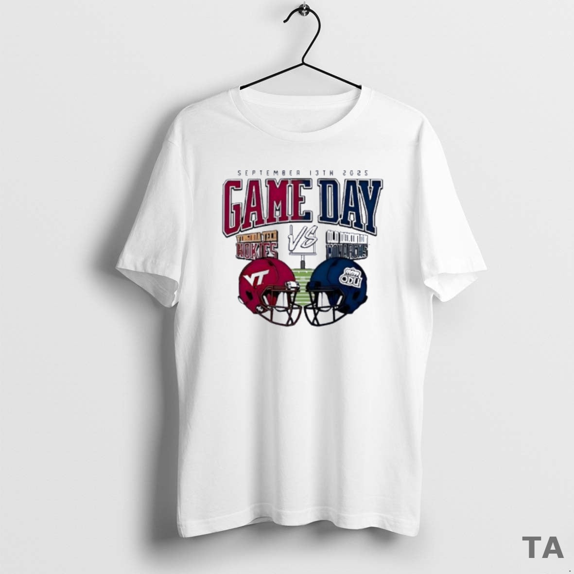 Top Virginia Tech Hokies Vs Old Dominion Monarchs Game Day 2025 Helmet T Shirt Sweater Hoodie, Sweatshirt