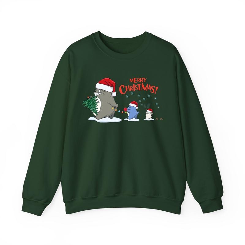 Totoro Christmas Sweatshirt, Studio Ghibli Shirt, Spirited Away, Miyazaki Hayao, Studio Ghibli Fans, Anime Christmas...