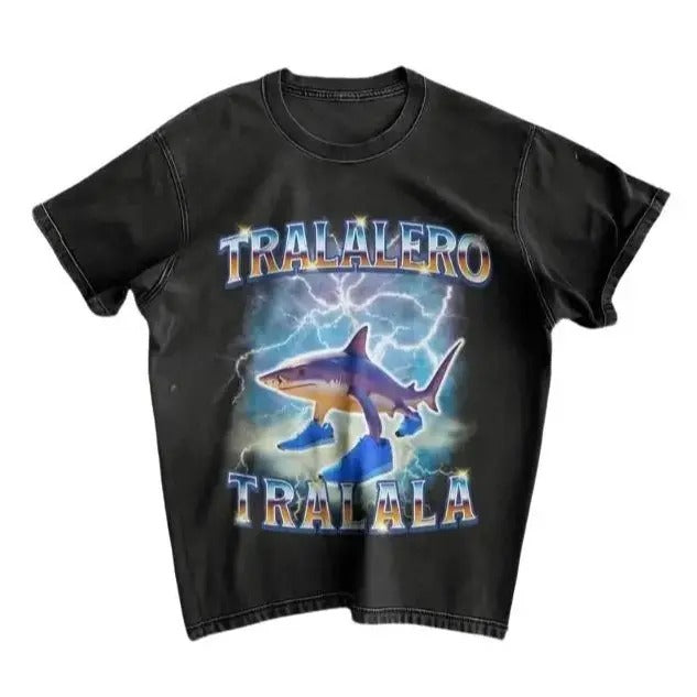 Tralalero Tralala Funny Shark Meme T-shirt, Shark With Shoes Meme Shirts, Italian Brainrot Animals Funny Shirt, Trending...