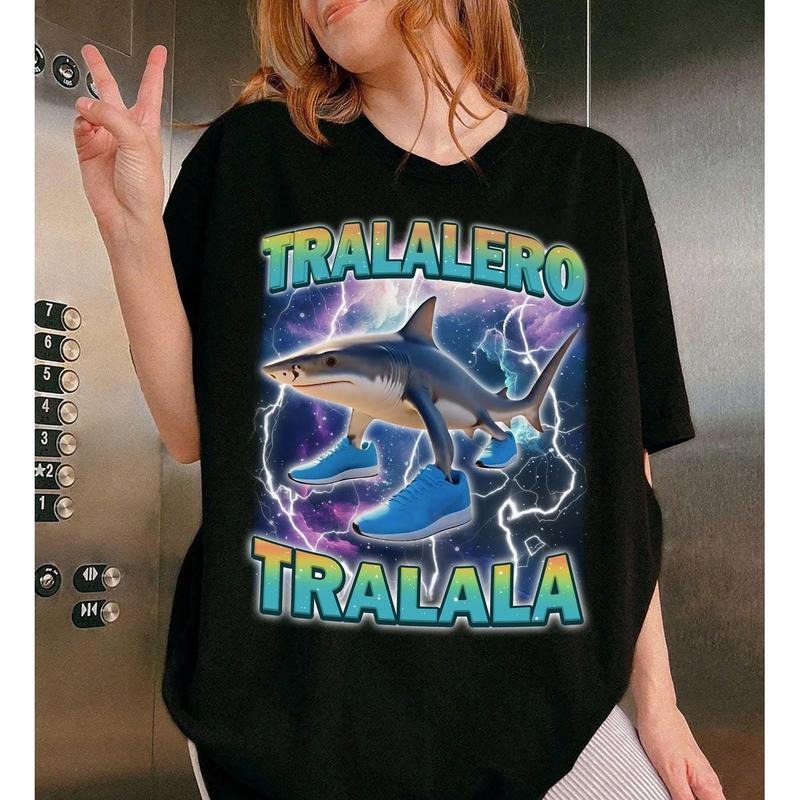 Tralalero Tralala Funny Shark Meme Tshirt, Brain Rot Shirt, Stupid Gifts For Friend, Funny Meme, Unisex Short Sleeve Tee...