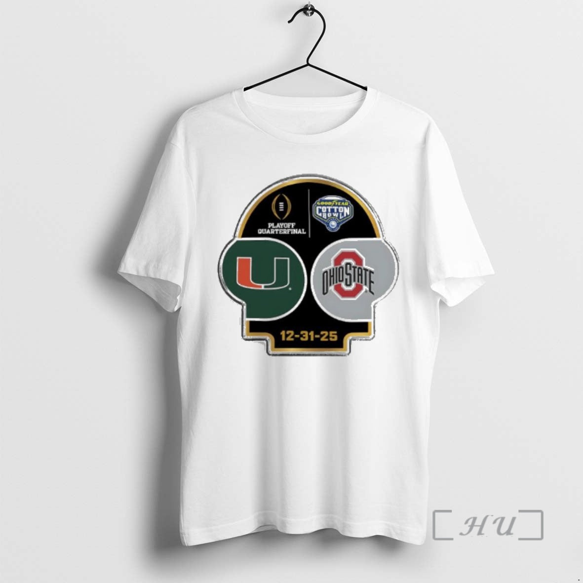 Trending Miami Vs Ohio State Playoff Quarterfinal 2025 Goodyear Cotton Bowl Premium T Shirts Sweater Hoodie, Sweatshirt
