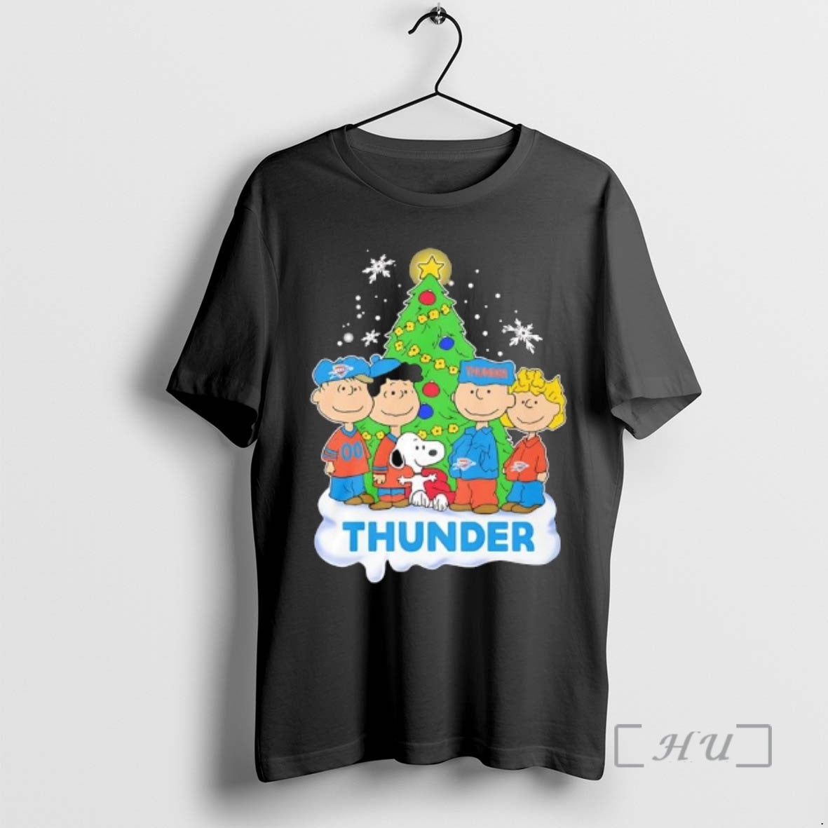 Trending Peanuts Comic Christmas Tree In Oklahoma City Thunder Graphic T-Shirts, Hoodie, Sweatshirt | InkThreadWorks.com