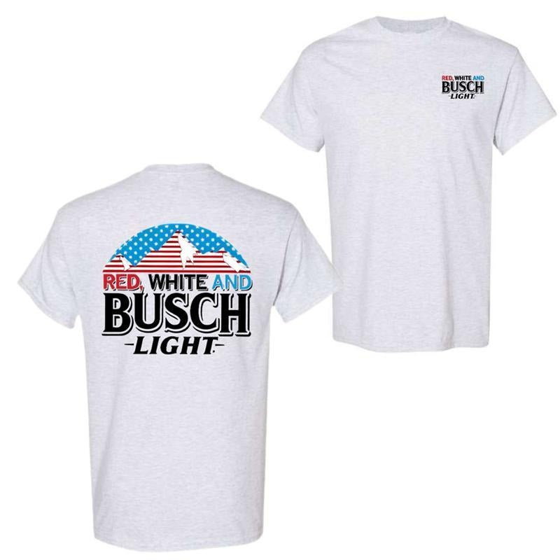 Trending Red White & Busch Light T-shirt, American 4th of July Busch Light T-shirt Unisex Cotton Fit Gift for Dad Mom, Patriotic Day