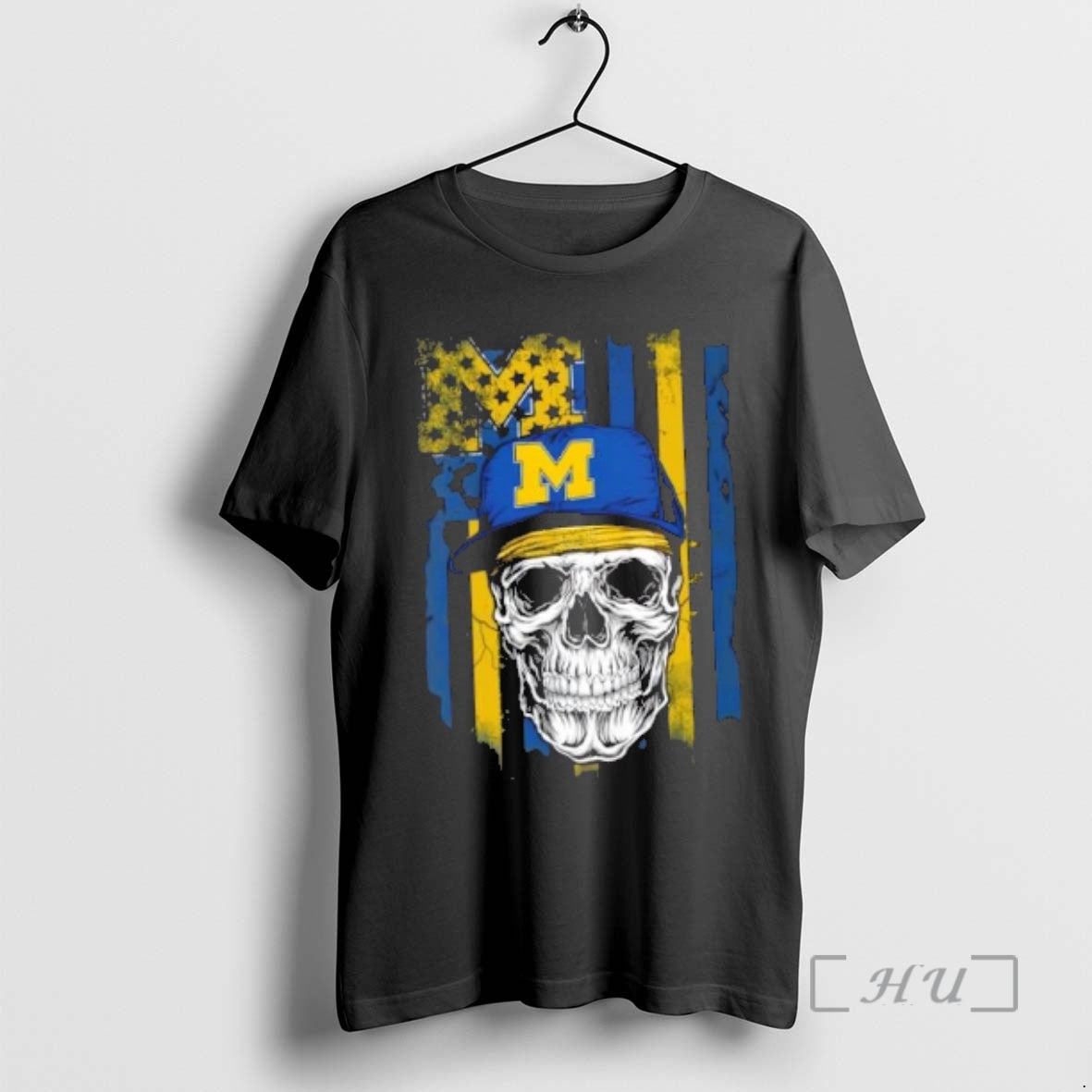 Trending Skull Wearing A Cap Michigan Wolverines Us Flag T-Shirts, Hoodie, Sweatshirt | InkThreadWorks.com