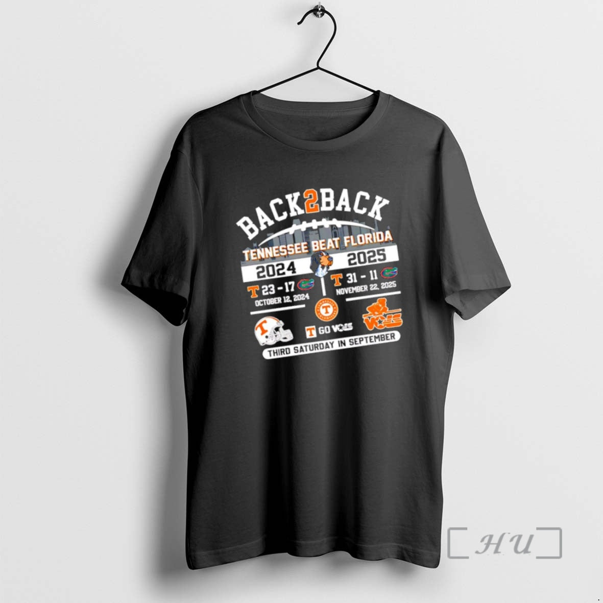 Trending Tennessee Beat Florida Back To Back 2024 2025 Score Third Saturday In September Premium T-Shirts, Hoodie, Sweatshirt