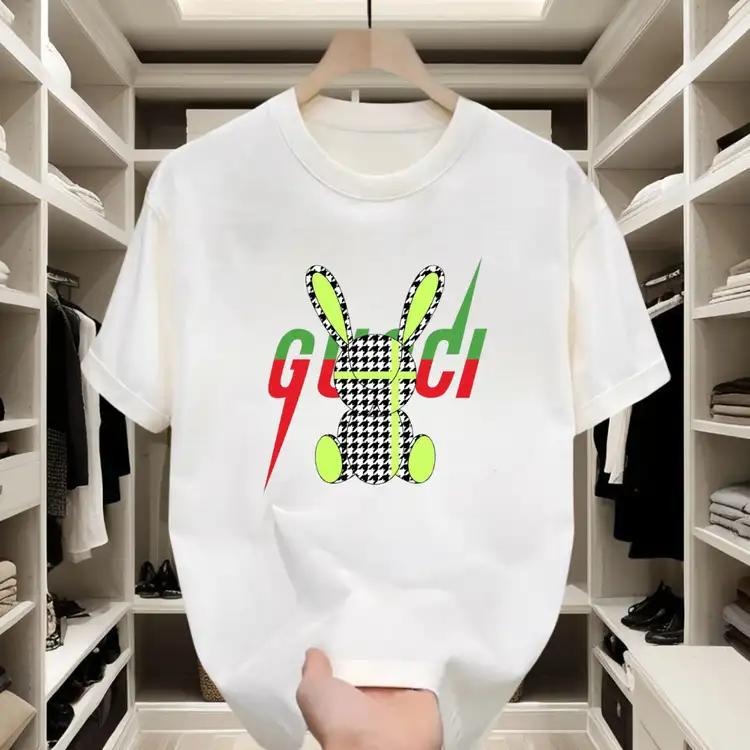 Trendy Graphic T - shirt | Quirky Houndstooth Bunny & Bold Logo, Perfect for Casual Meetups