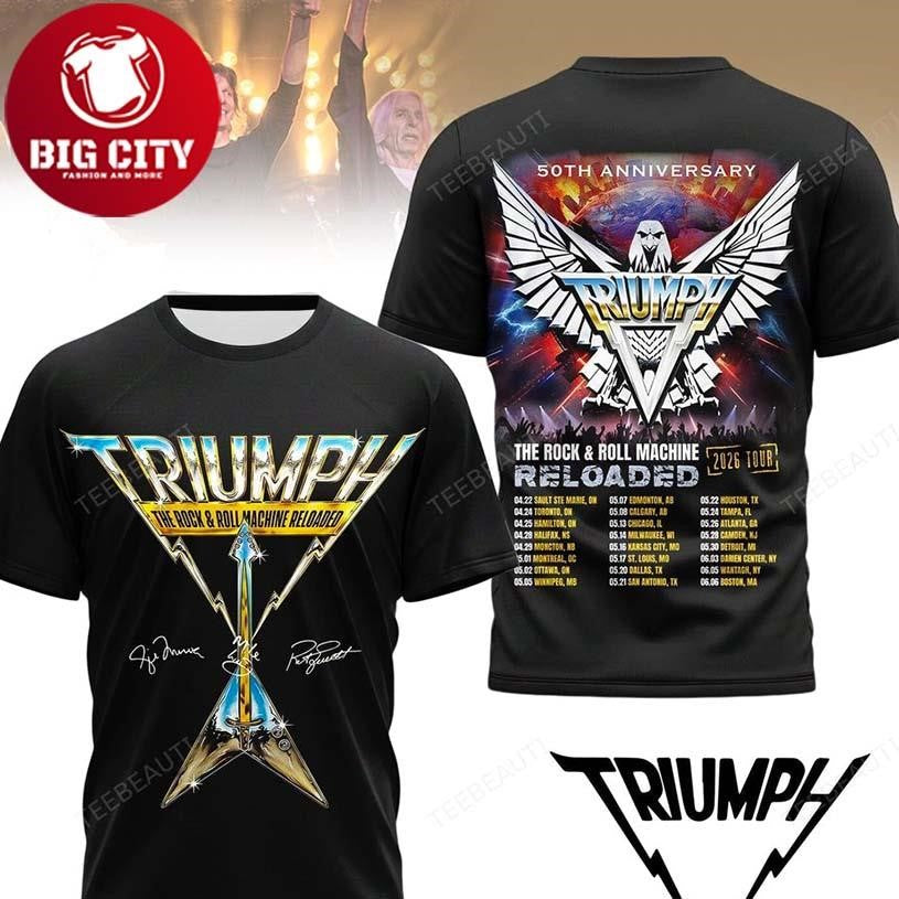 Triumph The Rock & Roll Machine Reloaded 2026 Tour Two Sided Shirt