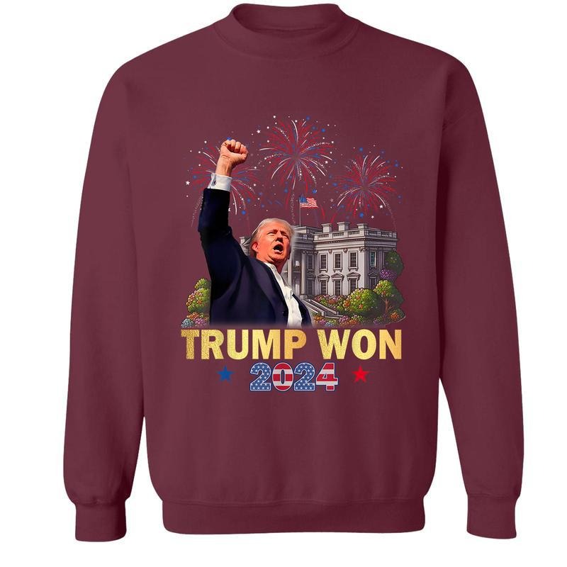 Trum Won 2024 Sweatshirt, Trum Victory Sweatshirt, Patriotic Shirt for Loyal Trum Supporters, USA Politics Apparel, Bold...
