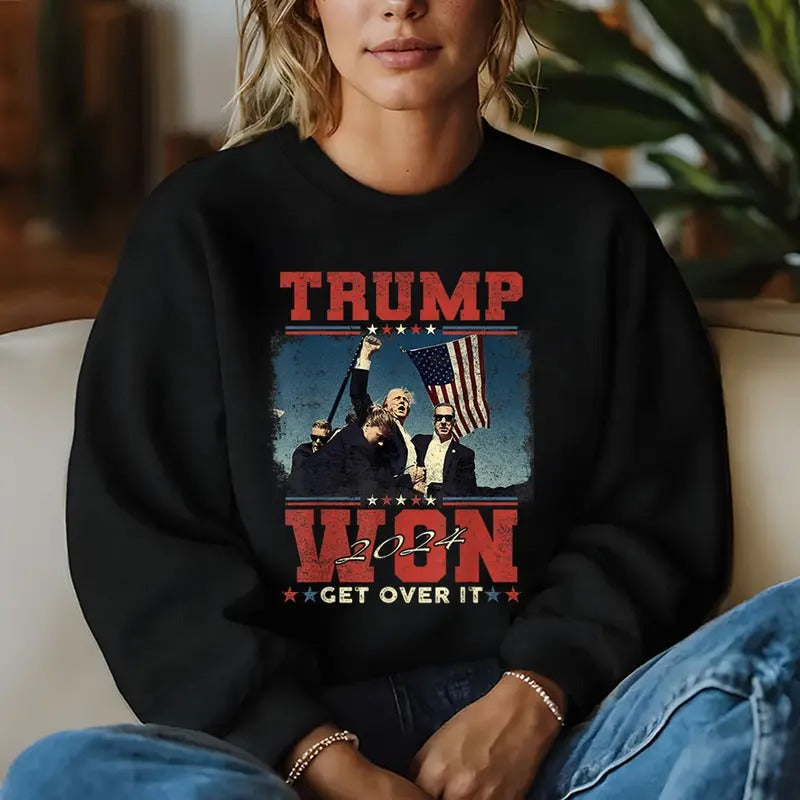 Trummp Won 2024, Get Over It Shirt, Election Shirt, Republican Shirt, Trummp 47th President Merch, Sweater, Hoodie Casual...
