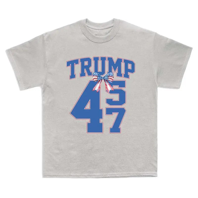 Trump 2024 Coquette Bow Shirt, Coquette Trump President 45 47 Shirt, Trendy Bow Trump 47th President Shirt, Trump Won Shirt Crewneck Classic Cotton Fabric