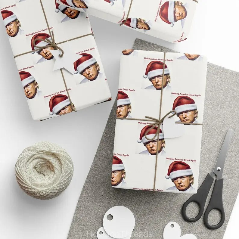 Trump Christmas Wrapping Paper Making America Great Again Wrapping Paper Festive Holiday Christmas Wrapping Present Paper...