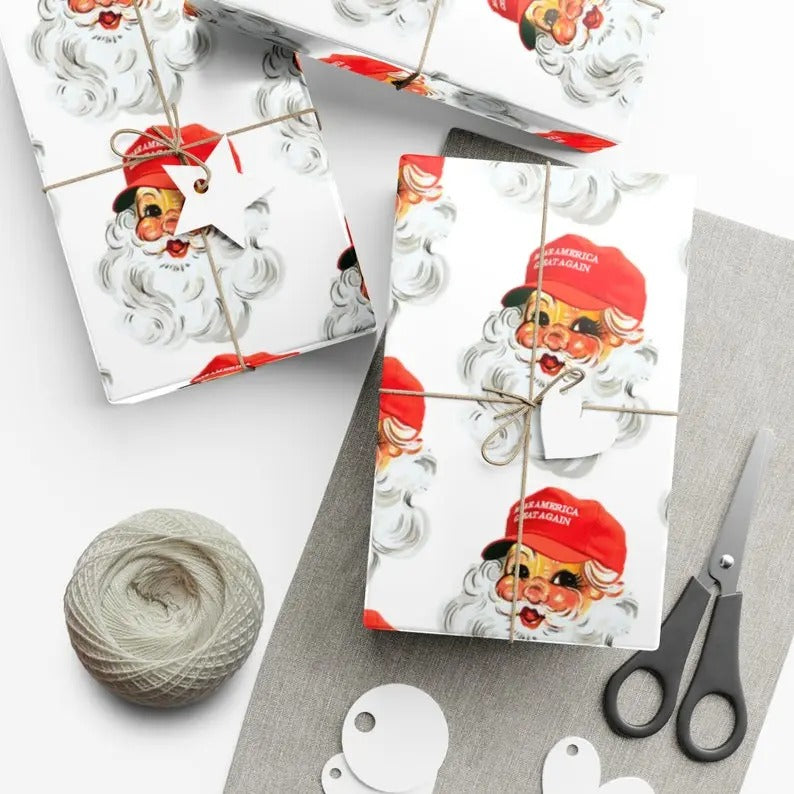 Trump MAGA Santa Specialty Wrapping Paper - High-Def Luxury, Unique Design - Elevate Your Gift Presentation T-Shirts,...