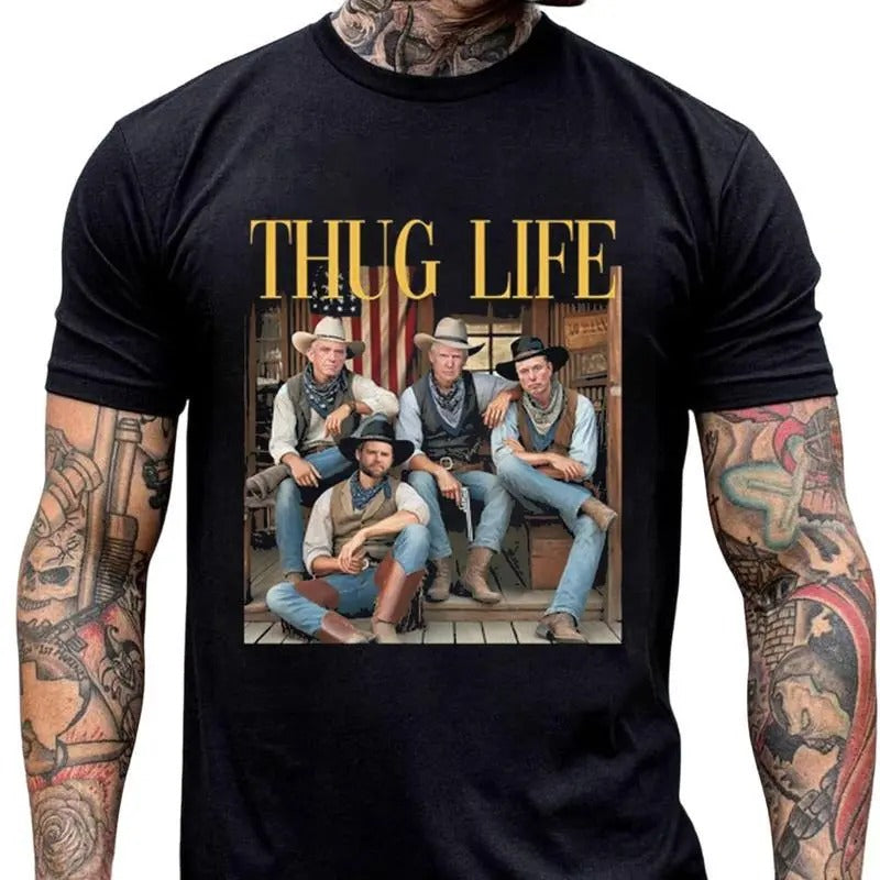 Trump Vance Elon Kennedy Thug Life Shirt, Trump Cowboy Shirt, Dark MAGA Tee, Dream Team, Election 2024 Shirt, Gift For...