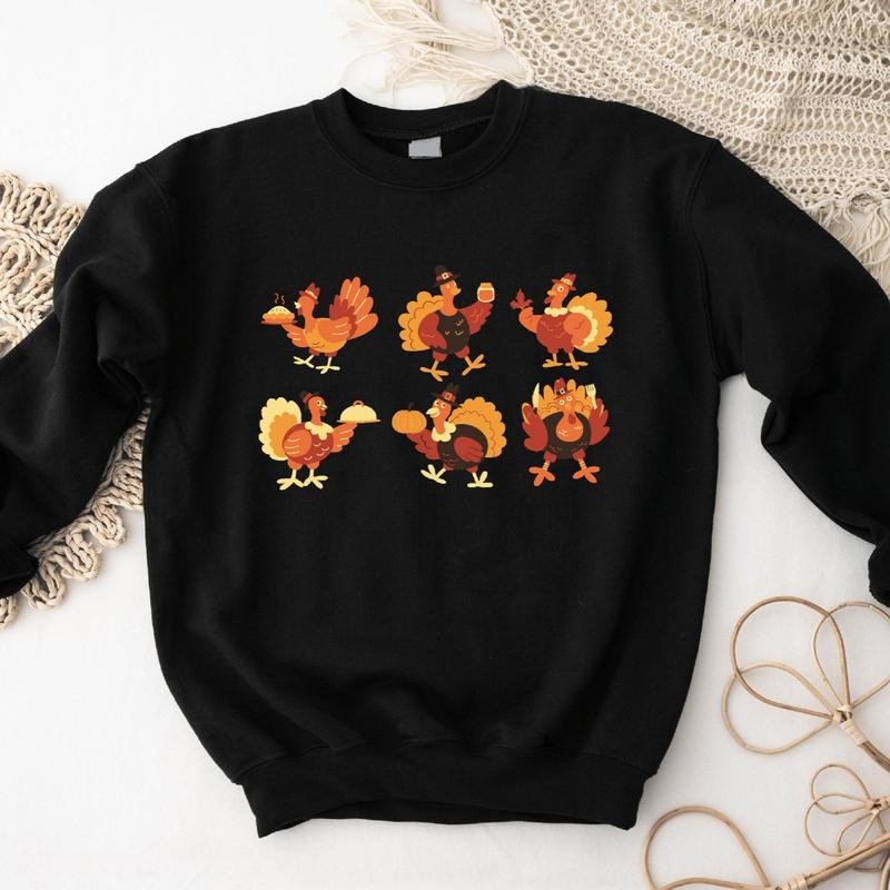 Turkey Sweatshirt, Matching Family Thanksgiving Sweater, Funny Turkey Hoodie, Pumpkin Season Sweater T-Shirts