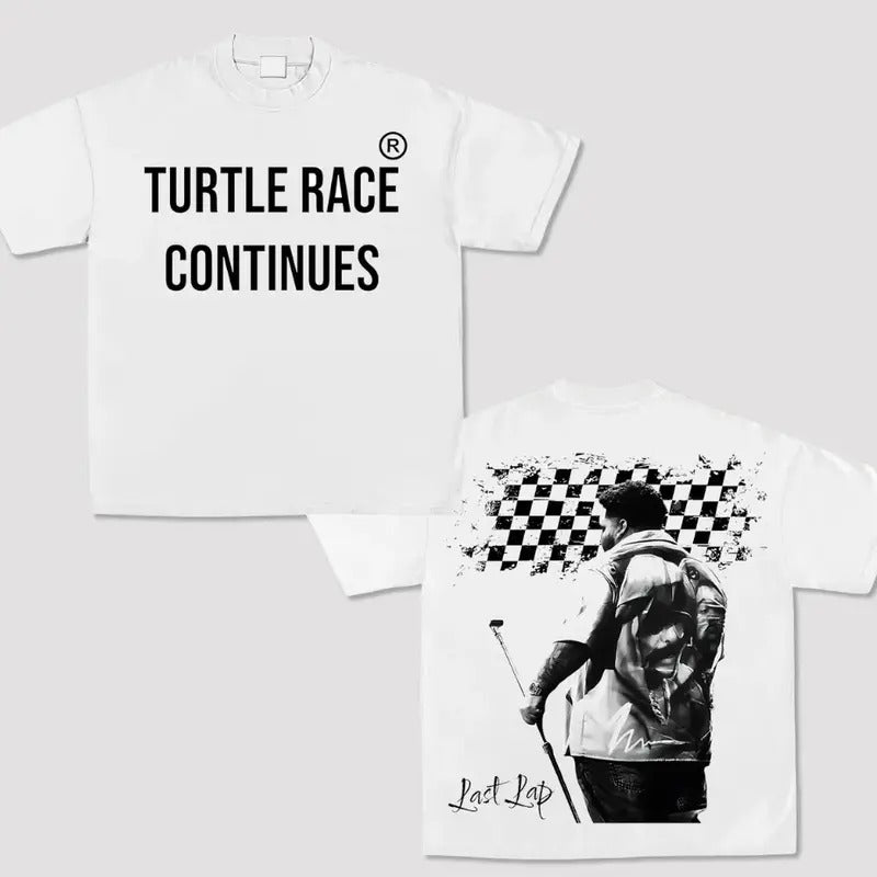 Turtle Race Continues Rod Wave Graphic Last Lap Rap Tee Shirt Big Face Streetwear Fashion