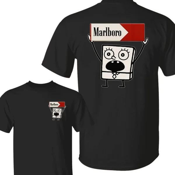 Two-sided Doodlebob Marlboro T-shirt, Funny Summer Graphic Tee, Trendy Outdoors Beer Lover Sweatshirt, Unisex Hoodie