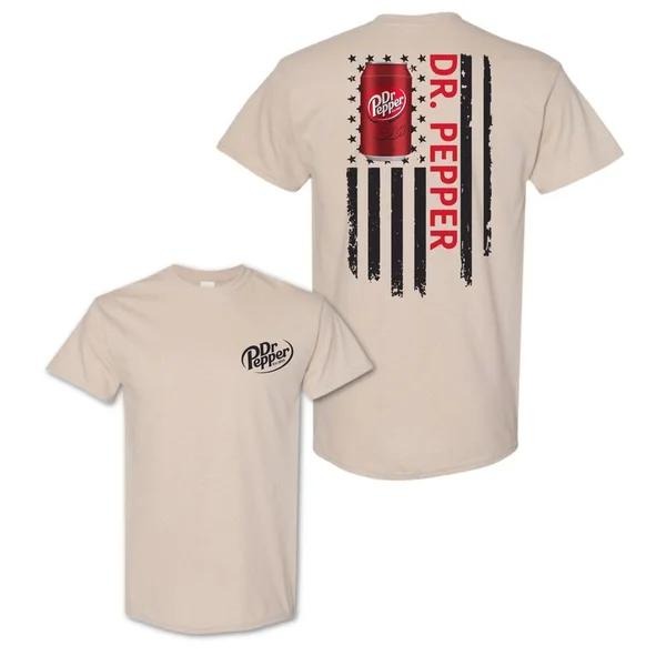 Two-sided Dr Pepper American Flag T-shirt, Funny Summer Graphic Tee, Trendy Outdoors Beer Lover Sweatshirt, Unisex Hoodie, Independence Day