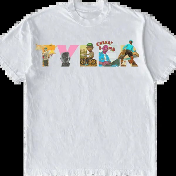 Tyler Text Album T-Shirt Graphic Vintage Tee Flower Boy Chromakopia cute shirts