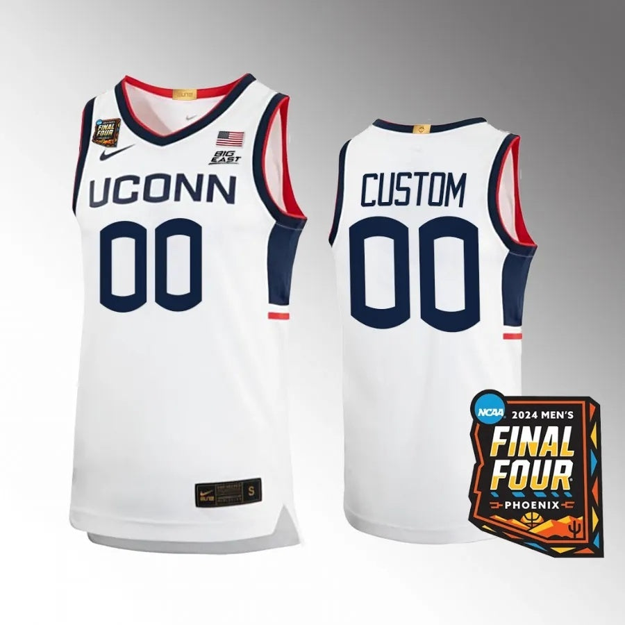 UConn Huskies Custom 2024 NCAA March Madness Final Four White Jersey Limited Basketball