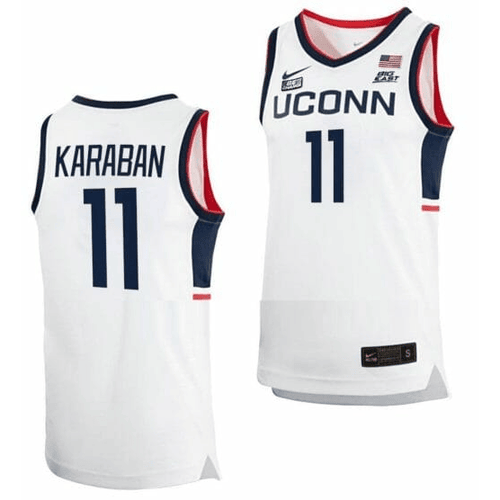 UConn Huskies #11 Alex Karaban College Basketball Men Jersey - White