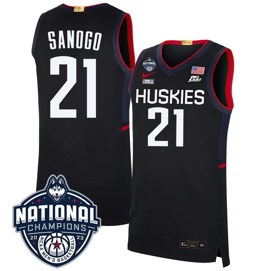 UConn Huskies #21 Adama Sanogo 2023 National Champions College Basketball Limited Jersey – Black