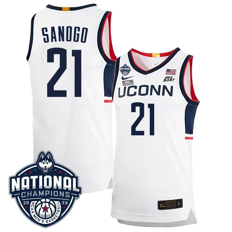 UConn Huskies #21 Adama Sanogo 2023 National Champions College Basketball Limited Jersey – White Home