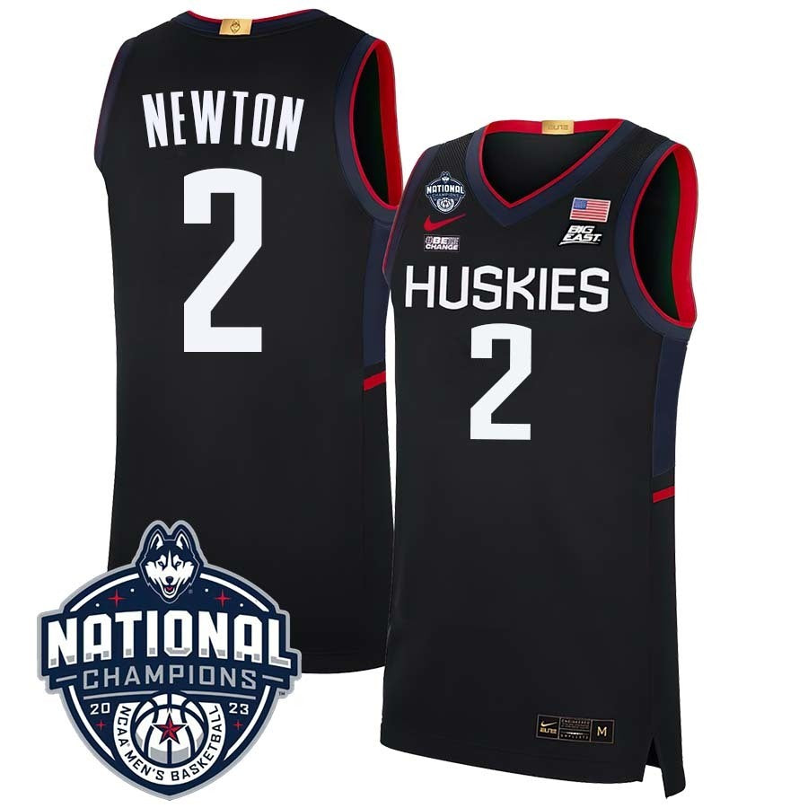 UConn Huskies #2 Tristen Newton 2023 National Champions College Basketball Limited Jersey – Black