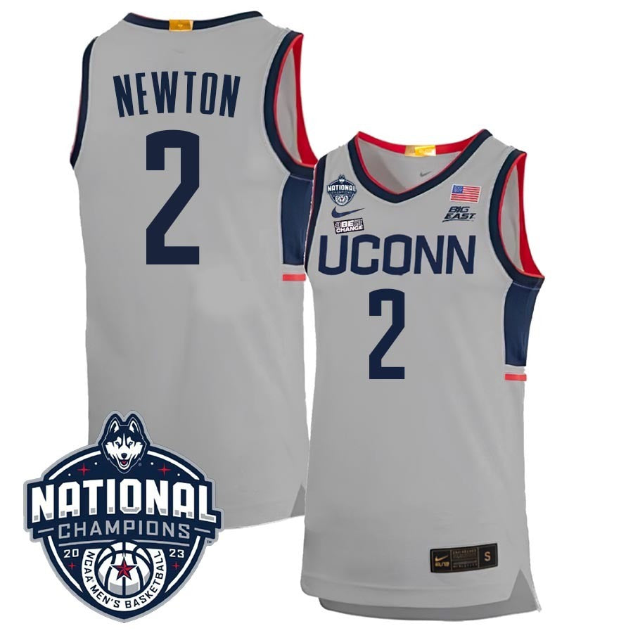 UConn Huskies #2 Tristen Newton 2023 National Champions College Basketball Limited Jersey – Gray