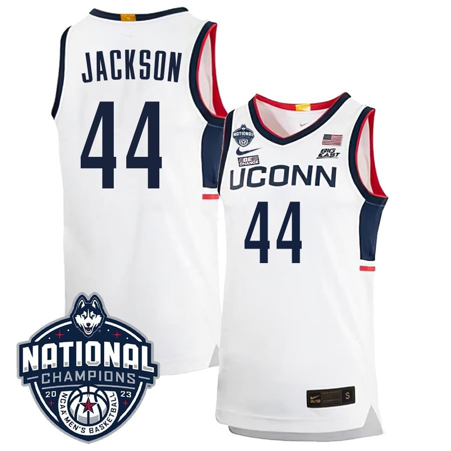 UConn Huskies #44 Andre Jackson 2023 National Champions College Basketball Limited Jersey – White Home