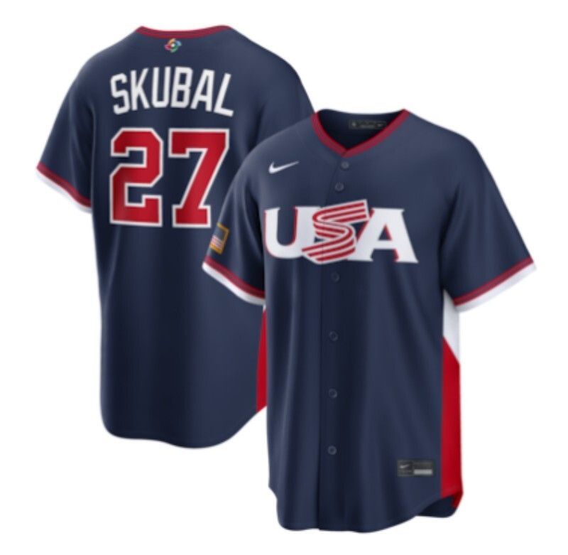 USA Baseball #27 Tarik Skubal Navy 2026 World Baseball Classic Road Stadium 26 World Cup