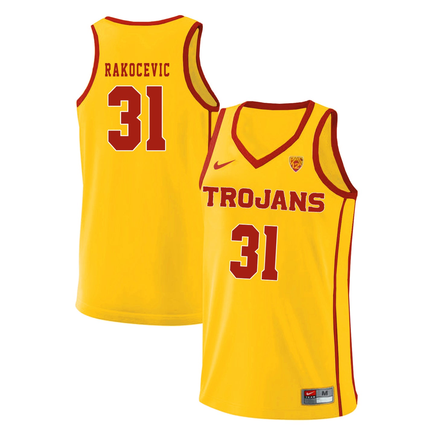 USC Trojans Rakocevic 31 Yellow Basketball