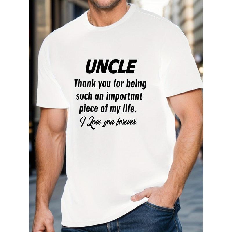 Uncle Appreciation" Men's Casual T-Shirt - Breathable Cotton, Crew Neck, Short Sleeve with Geometric Design - Perfect for Summer Made in USA
