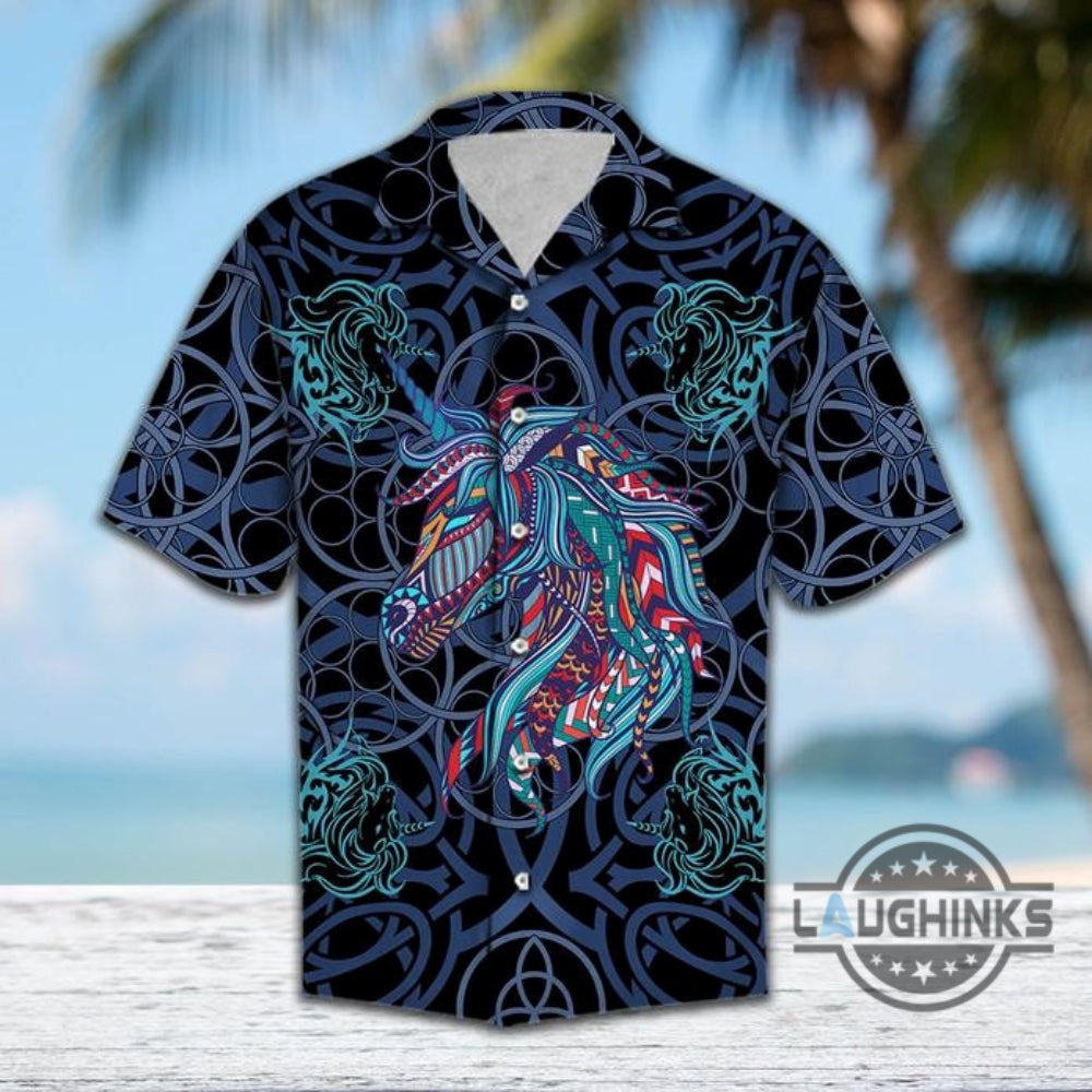 Unicorn Blue Mandala Vikings Tropical Hawaiian Shirt 131 Aloha Hawaii Shirts Aloha Summer Beach Button Up Shirts And Shorts NEW
