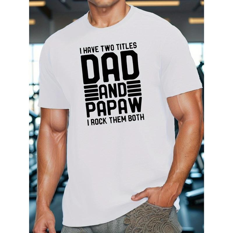 Unique DAD AND PAPAW I ROCK THEM Graphic Tee - Men's Round Neck Short Sleeved T-Shirts - Casual, Comfortable, Lightweight, Breathable, Summer Daily Wear Essentials Made in USA