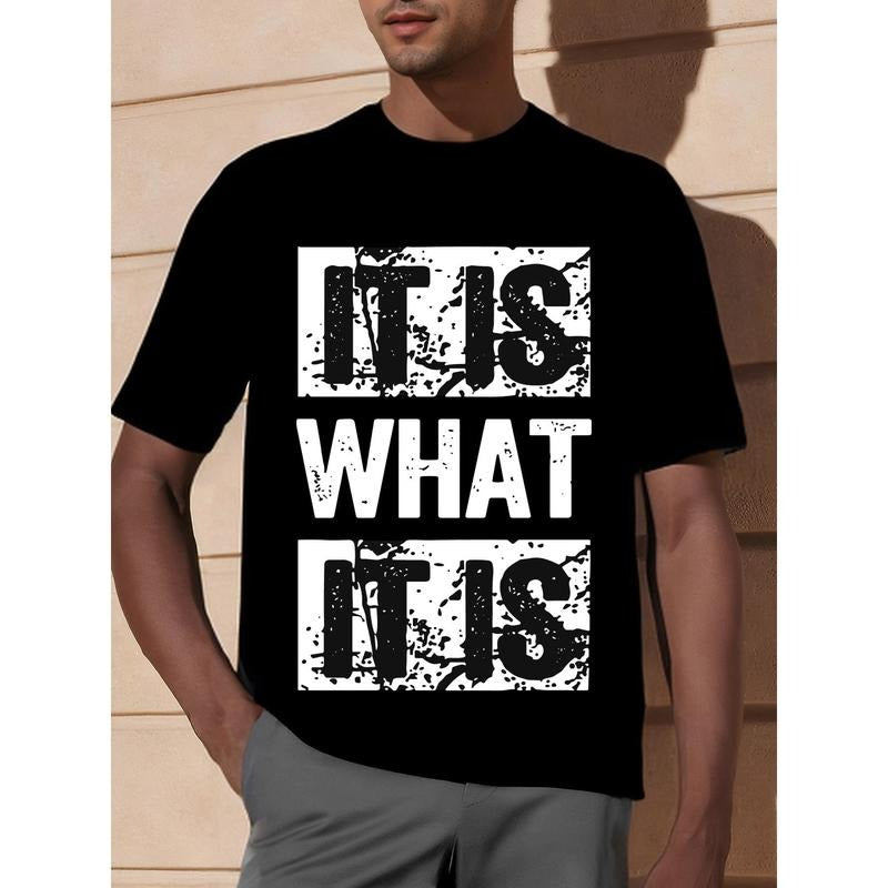 Unique Graphic It Is What It Is T-Shirt - Stylish Tees Designed Exclusively For Men, Ultra-Casual Short Sleeve Design, Perfect For Summer Outings, Relaxed Fit Print Tee For Mens Summer Wardrobe Made in USA