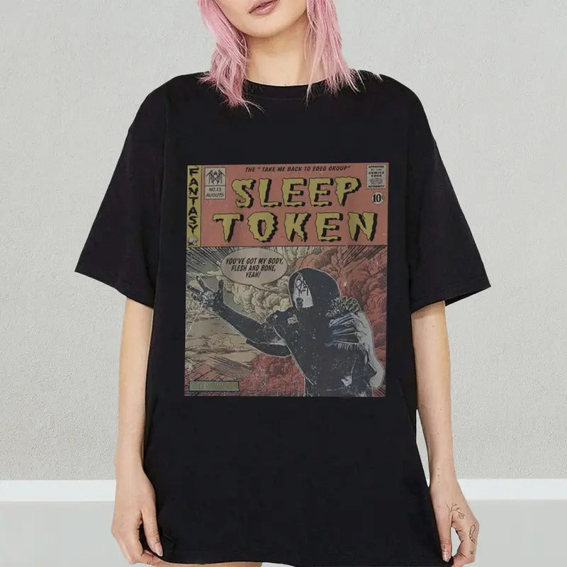 V1 Sleep Token Comic Shirt 90S Vintage Merch Book Art Take Me Back To Eden Album World Tour Ticket Graphic T-Shirt, Sweatshirt, Hoodie